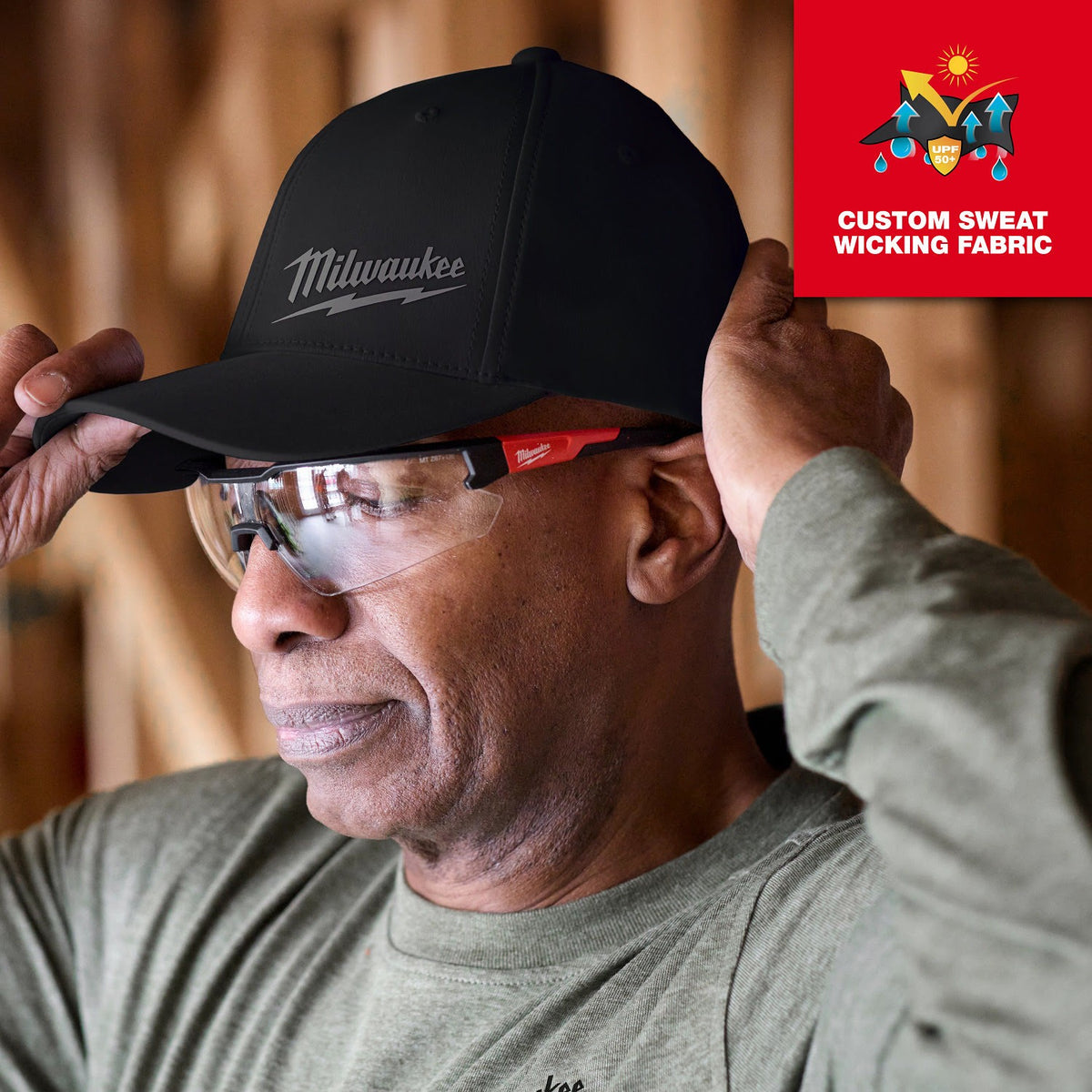 Milwaukee 507B-LXL WORKSKIN Performance Fitted Hat Moisture-Wicking UPF 50 Black LXL - 3