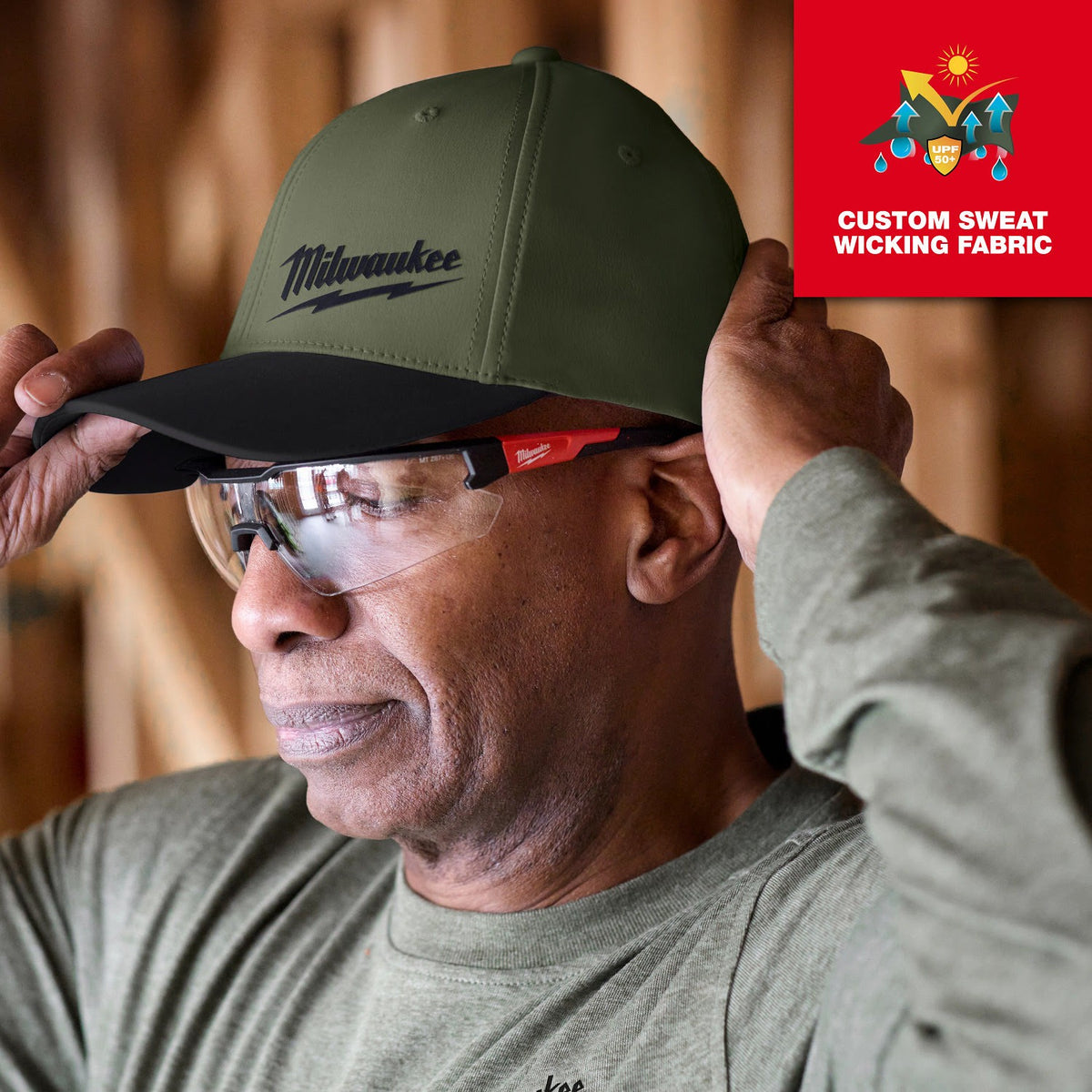 Milwaukee 507E-LXL WORKSKIN Performance Fitted Hat Moisture Wicking UPF 50 Green LXL (1 Hat) - 3