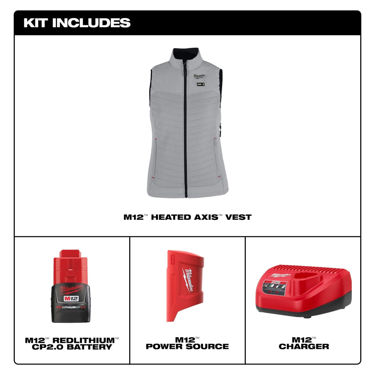 Milwaukee F300E-21 M12 Women's Green Axis Vest with (1) 2.0 Ah Battery and Charger - 5