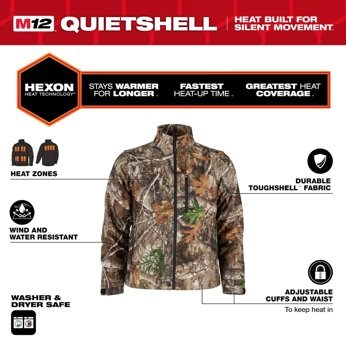 Milwaukee M101C-21 M12 Heated Camo Quietshell Jacket with (1) 3.0 Ah Battery and Charger - 2