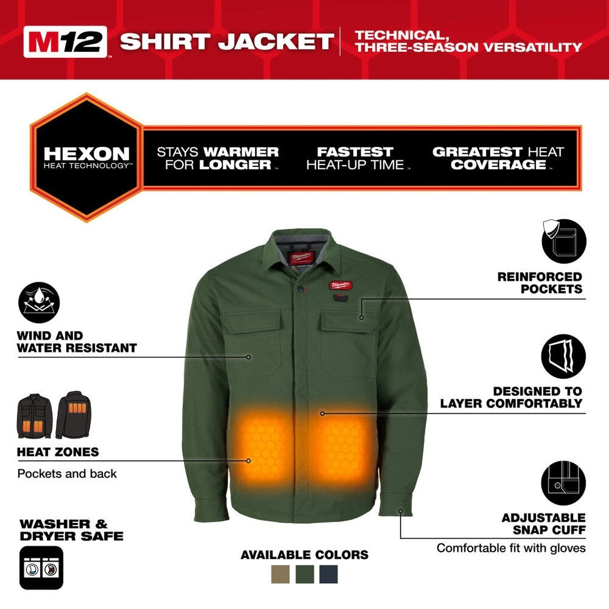 Milwaukee M103E-21 M12 Heated Shirt Jacket Green - 2