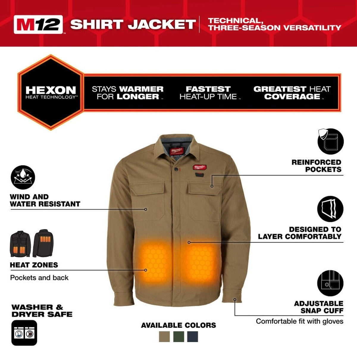 Milwaukee M103K-21 M12 Shirt Jacket Khaki - 2