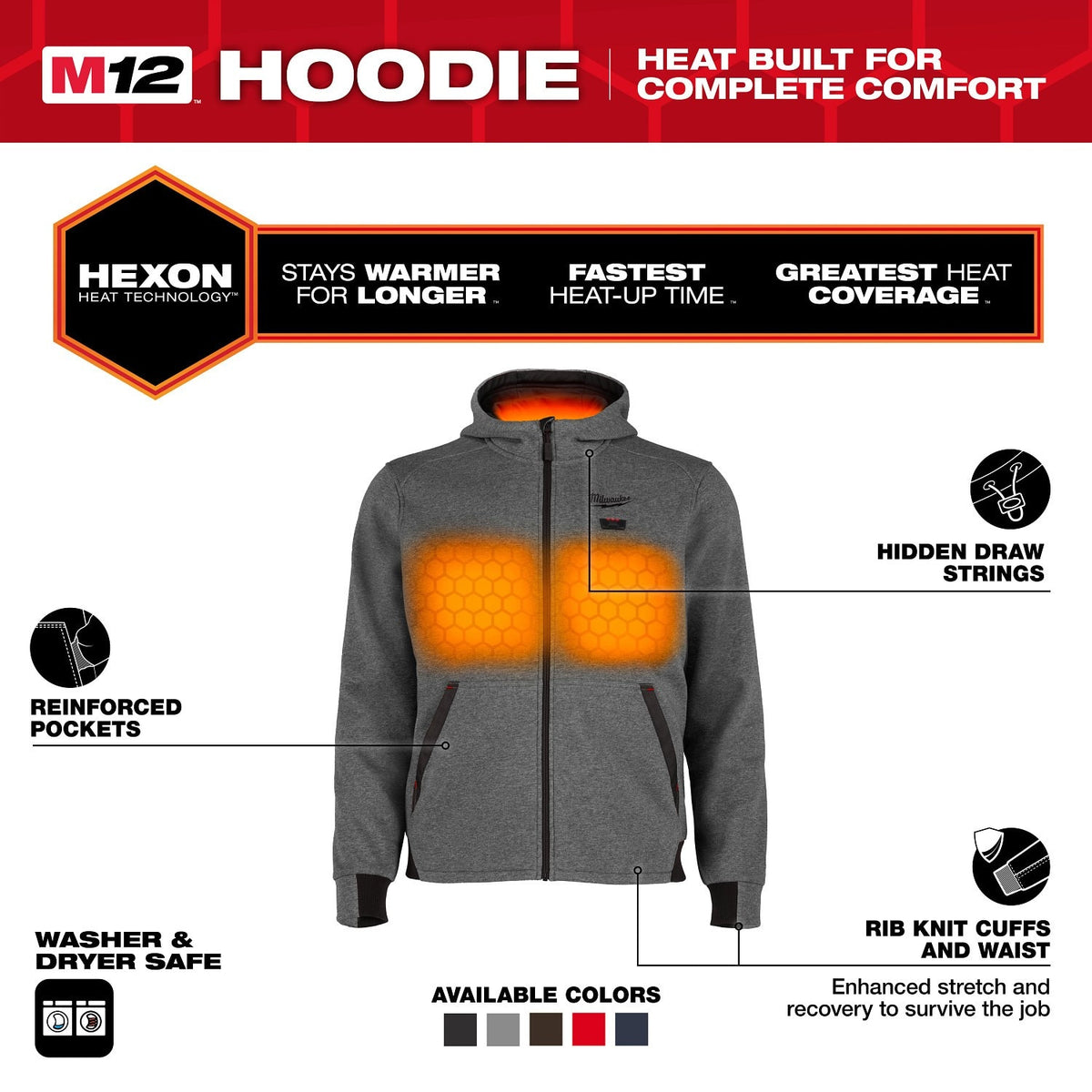 Milwaukee M200G-20 M12 Heated Hoodie Only - Gray - 2