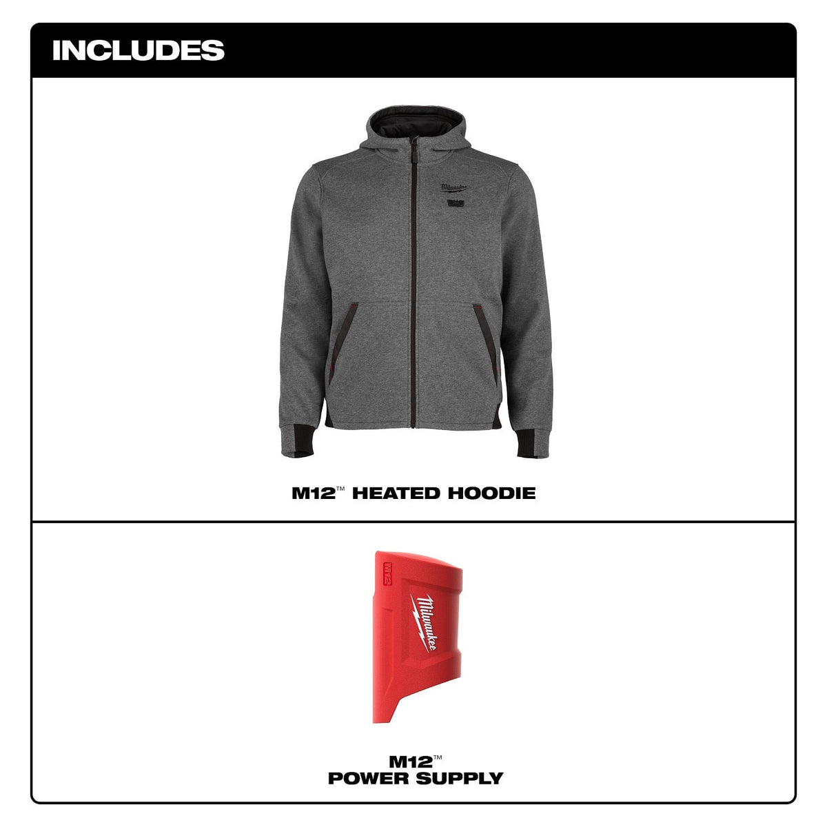 Milwaukee M200G-20 M12 Heated Hoodie Only - Gray - 3