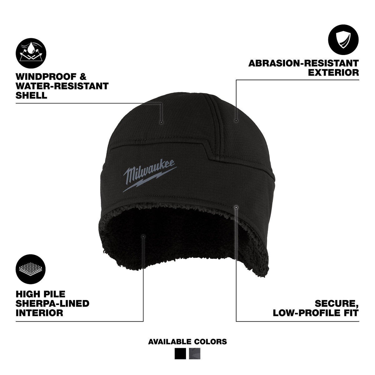 Milwaukee M755B-LXL Sherpa-Lined Windproof Water-Resistant Beanie Black L/XL - 2