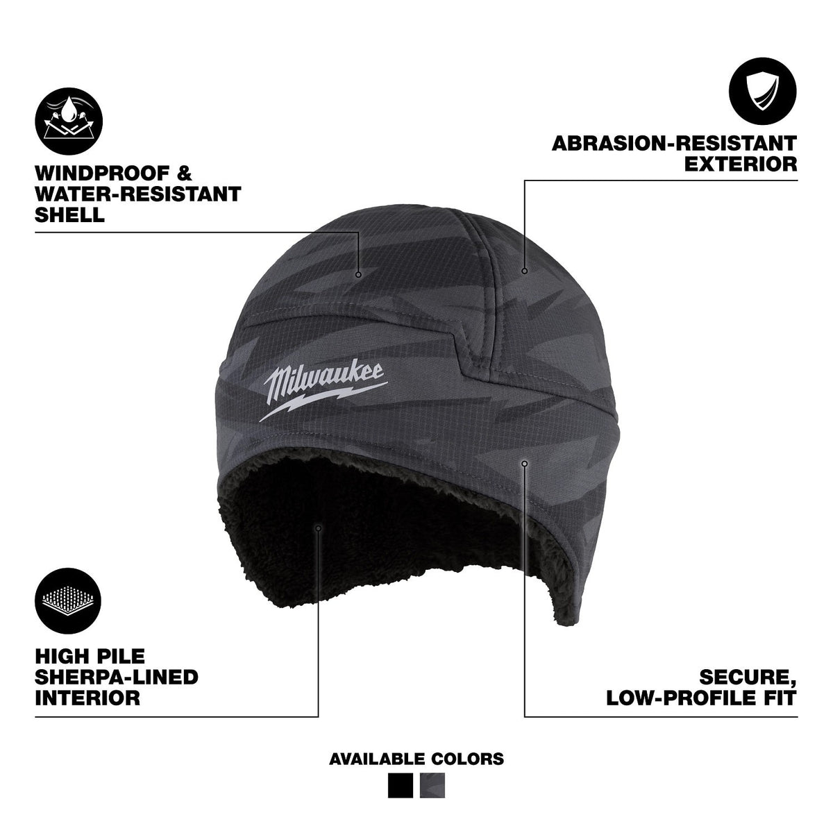 Milwaukee M755C-SM Sherpa-Lined Camo Beanie Windproof Water-Resistant Low-Profile Fit Size S/M - 2