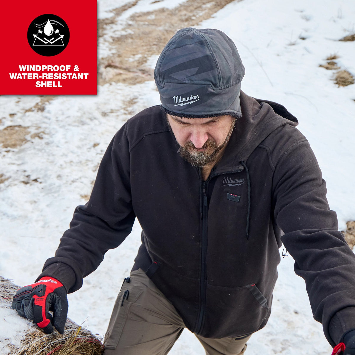 Milwaukee M755C-SM Sherpa-Lined Camo Beanie Windproof Water-Resistant Low-Profile Fit Size S/M - 3