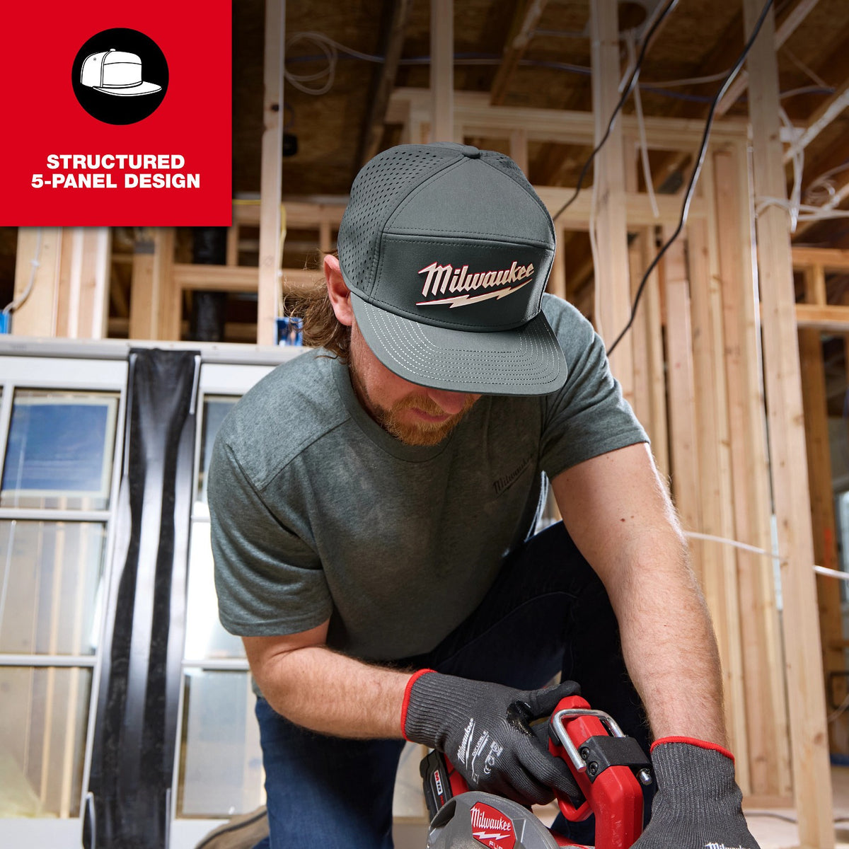 Milwaukee M771B Flat Brim Snapback Hat with Laser Cut Ventilation (1 Hat) - 3
