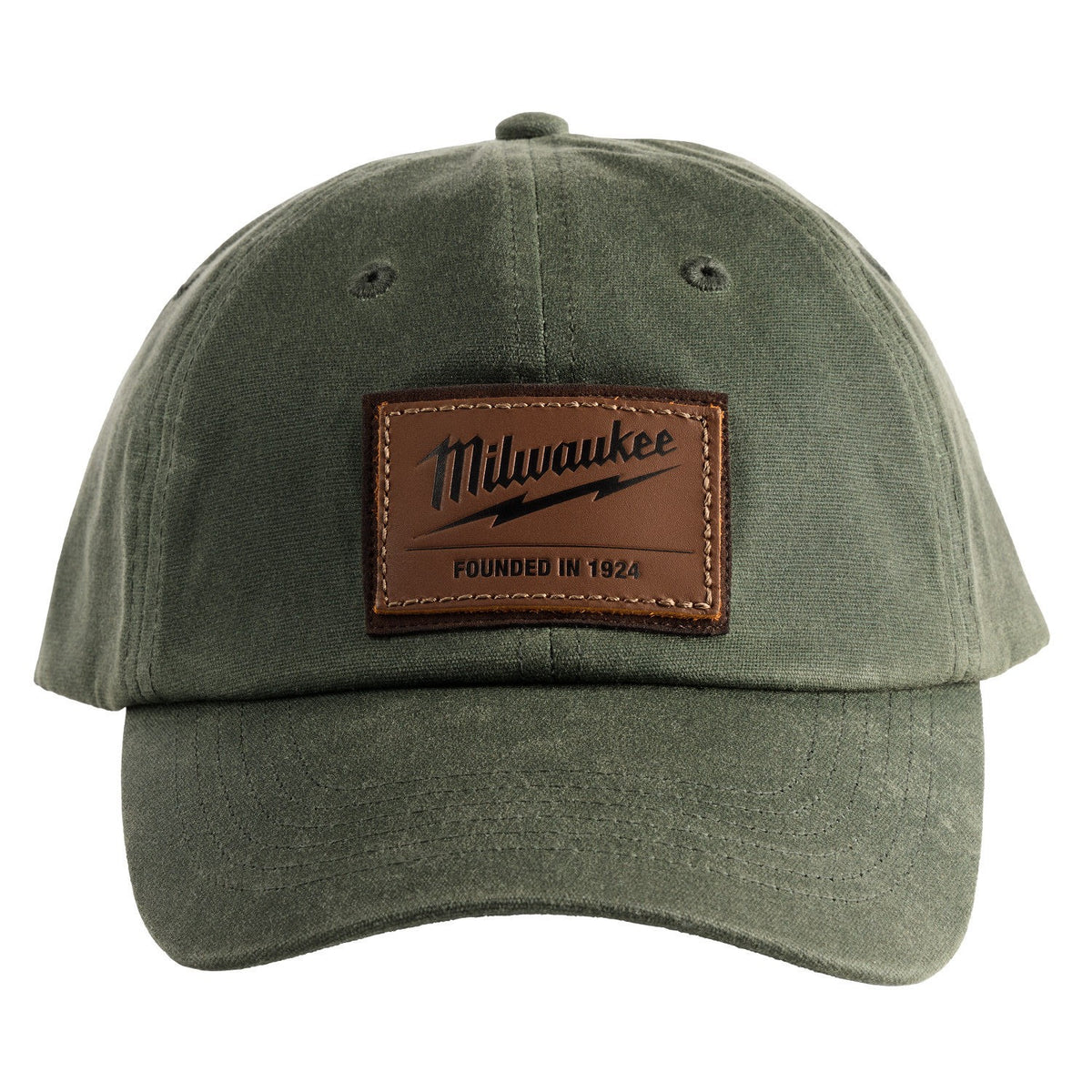 Milwaukee M772E Waxed Canvas Adjustable Hat Green Water Resistant with Leather Strap - 7