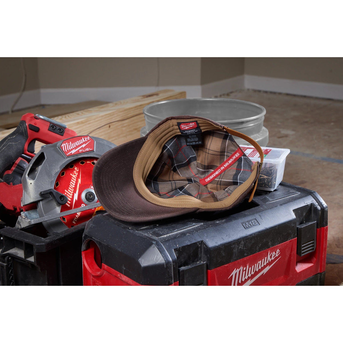 Milwaukee M772N Waxed Canvas Adjustable Hat Water Resistant Flannel Lined Brown - 9