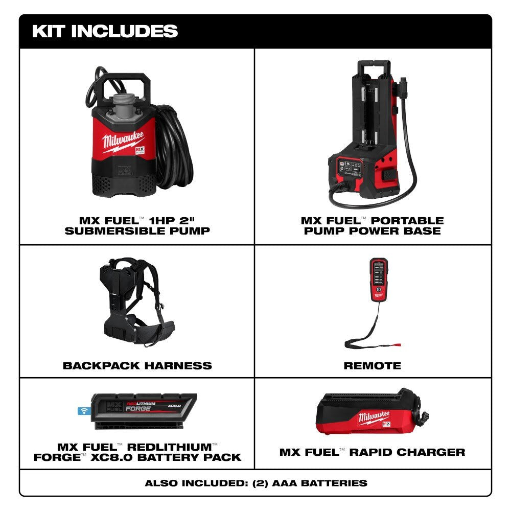Milwaukee MXF211-1XC MX FUEL 1HP 2" Submersible Pump Kit - 5