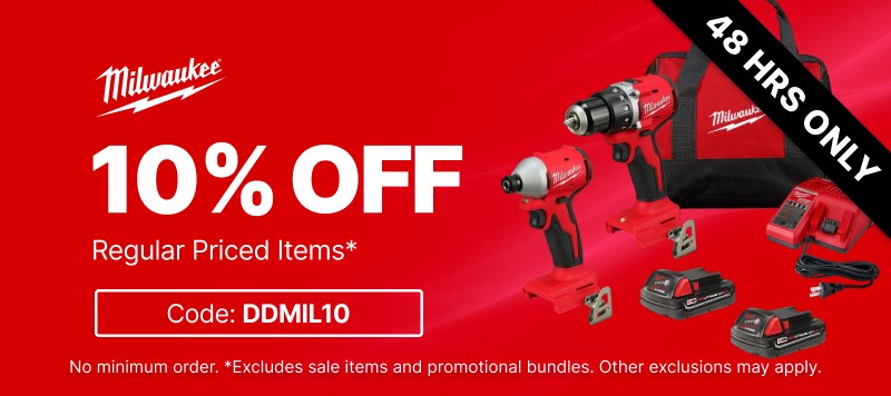 10% Off Qualifying Milwaukee Purchases - Code DDMIL10