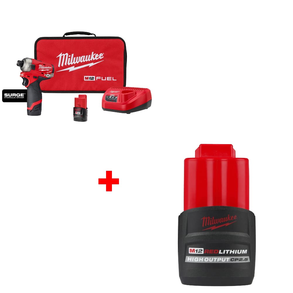 Milwaukee 2551-22 M12 FUEL Driver Kit w/ FREE 48-11-2425 M12 Battery Pack
