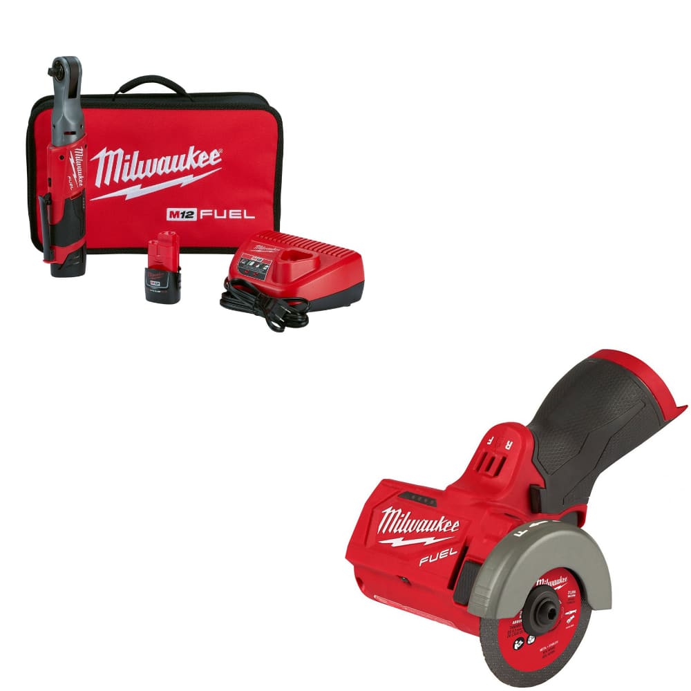 Milwaukee 2557-22 M12 FUEL 3/8" Ratchet Kit W/ FREE 2522-20 M12 Cut-Off Tool