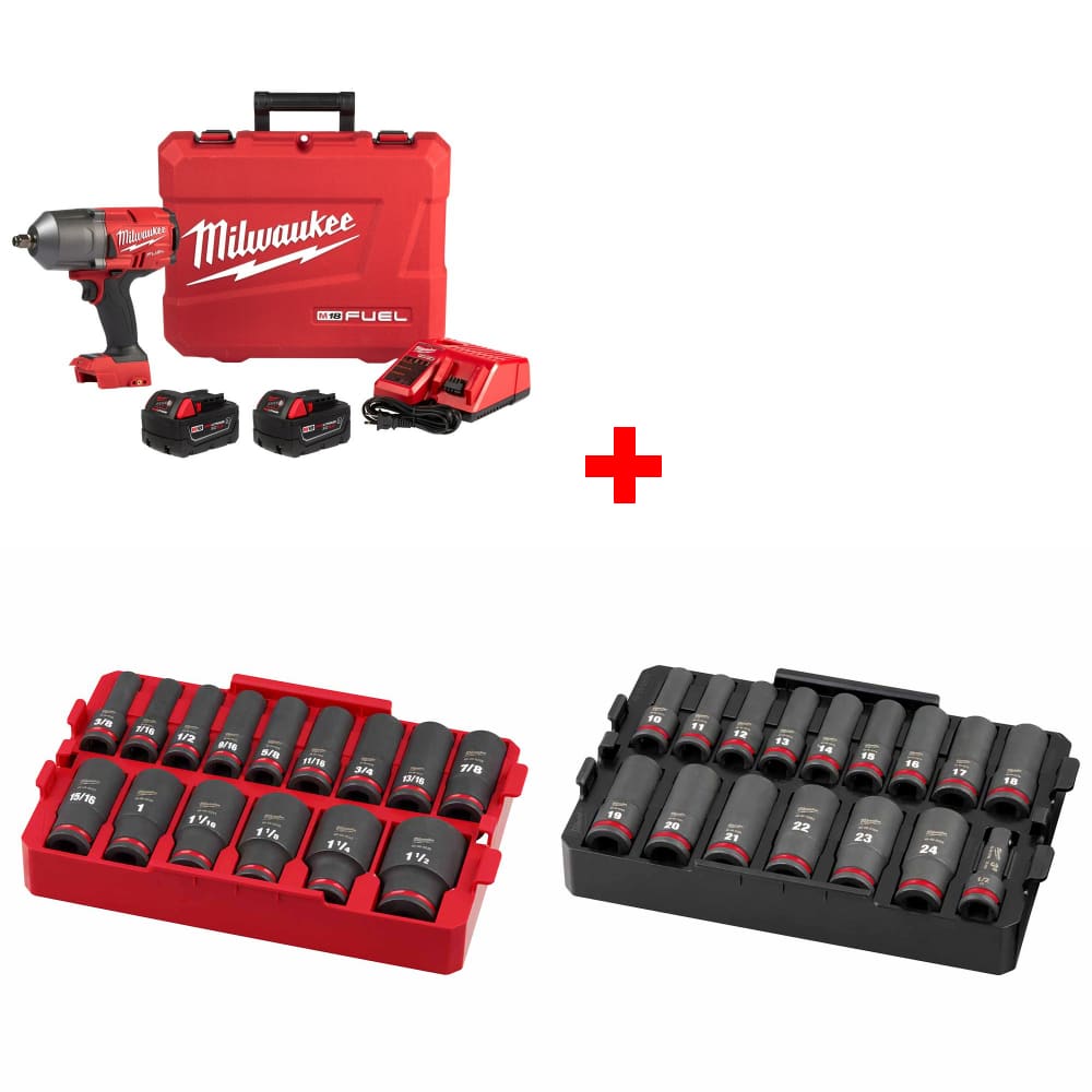 Milwaukee 2767-22R M18 Impact Wrench Kit w/ FREE 15Pc & 16Pc Impact Socket Trays