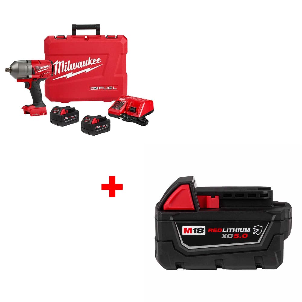 Milwaukee 2862-22R M18 FUEL Impact Wrench Kit w/ FREE 48-11-1850R M18 Battery