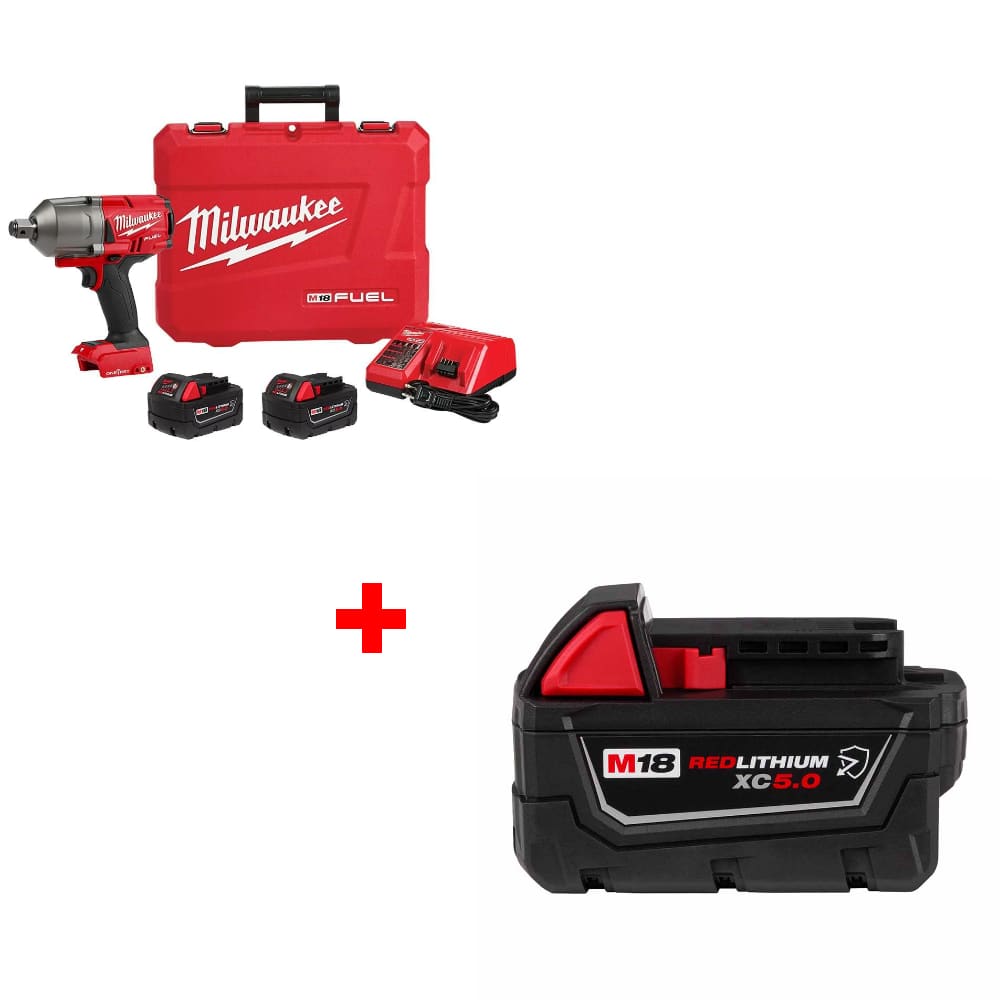 Milwaukee 2864-22R M18 FUEL Impact Wrench Kit w/ FREE 48-11-1850R M18 Battery