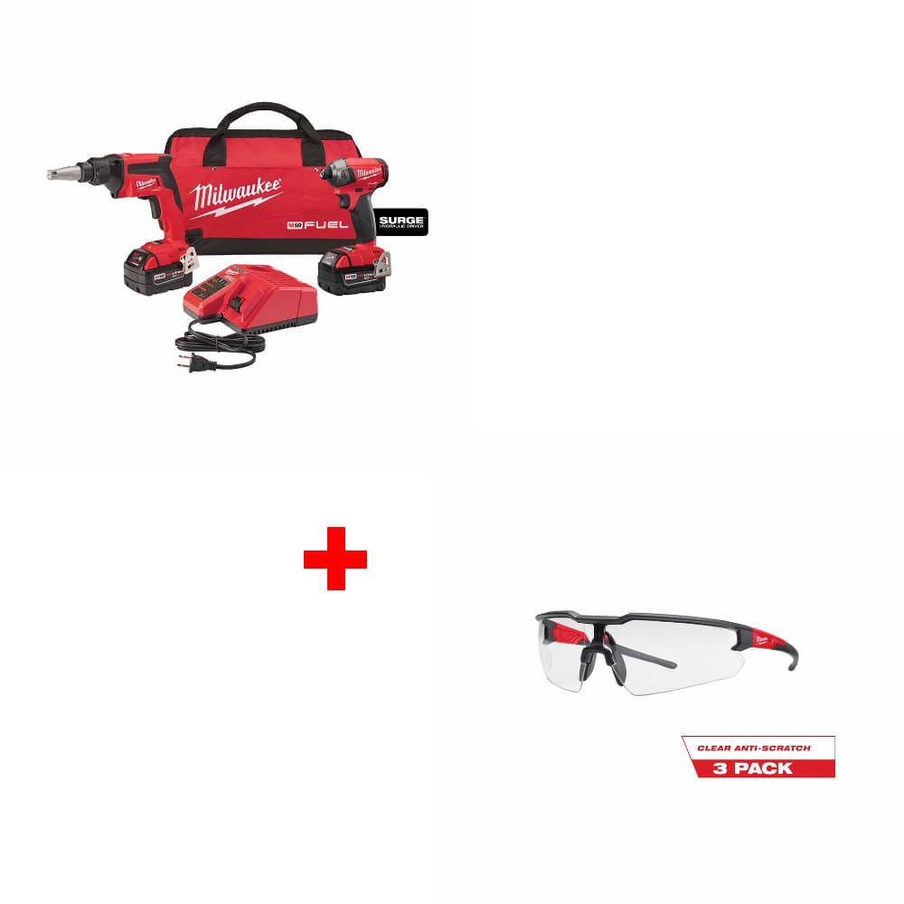Milwaukee 2896-22 M18 FUEL 2-Tool Combo Kit w/ 48-73-2052 3PK Safety Glasses