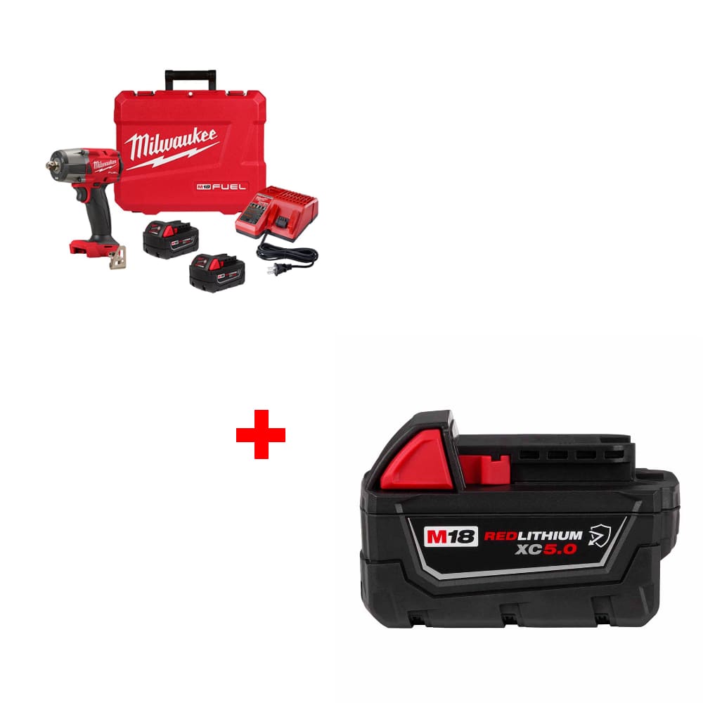 Milwaukee 2962P-22R M18 FUEL Impact Wrench Kit w/ FREE 48-11-1850R M18 Battery