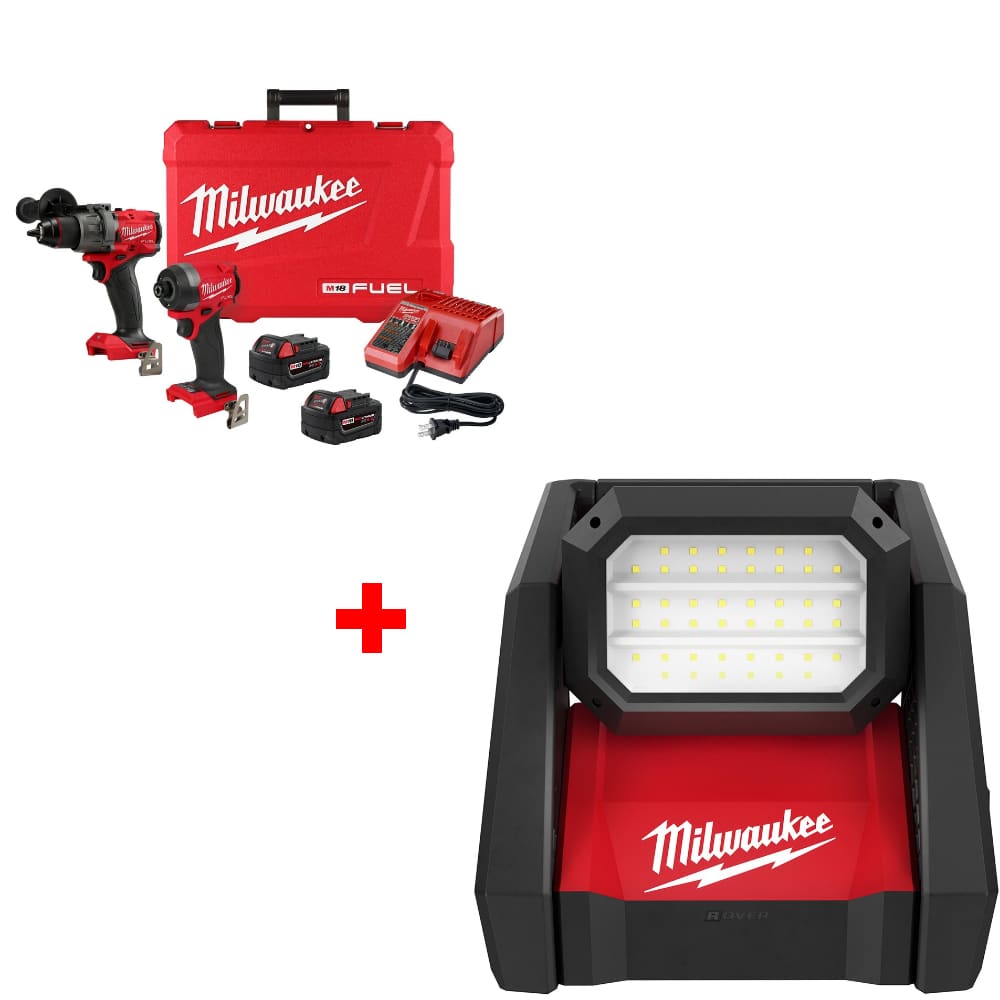 Milwaukee 3697-22 M18 FUEL 2-Tool Combo Kit 2366-20 M18 Dual Power Flood Light