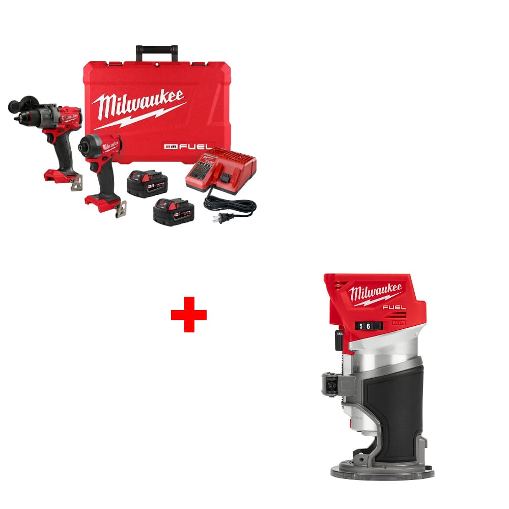 Milwaukee 3697-22 M18 FUEL 2-Tool Combo Kit w/ FREE 2723-20 M18 FUEL ROUTER
