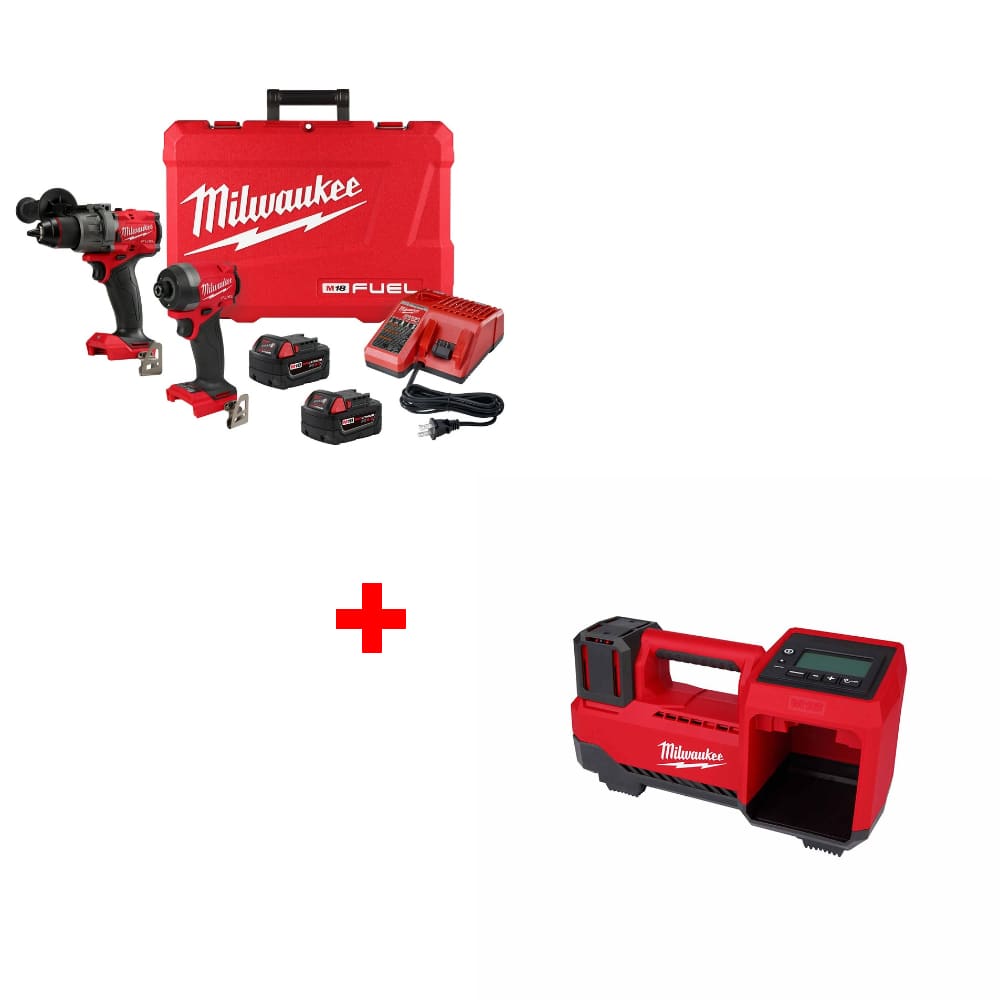 Milwaukee 3697-22 M18 FUEL 2-Tool Combo Kit w/ FREE M18 Tire Inflator, Bare Tool