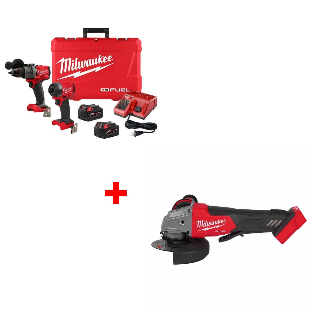 Milwaukee 3697-22 M18 FUEL 2-Tool Combo Kit w/ FREE 2880-20 M18 Grinder Switch