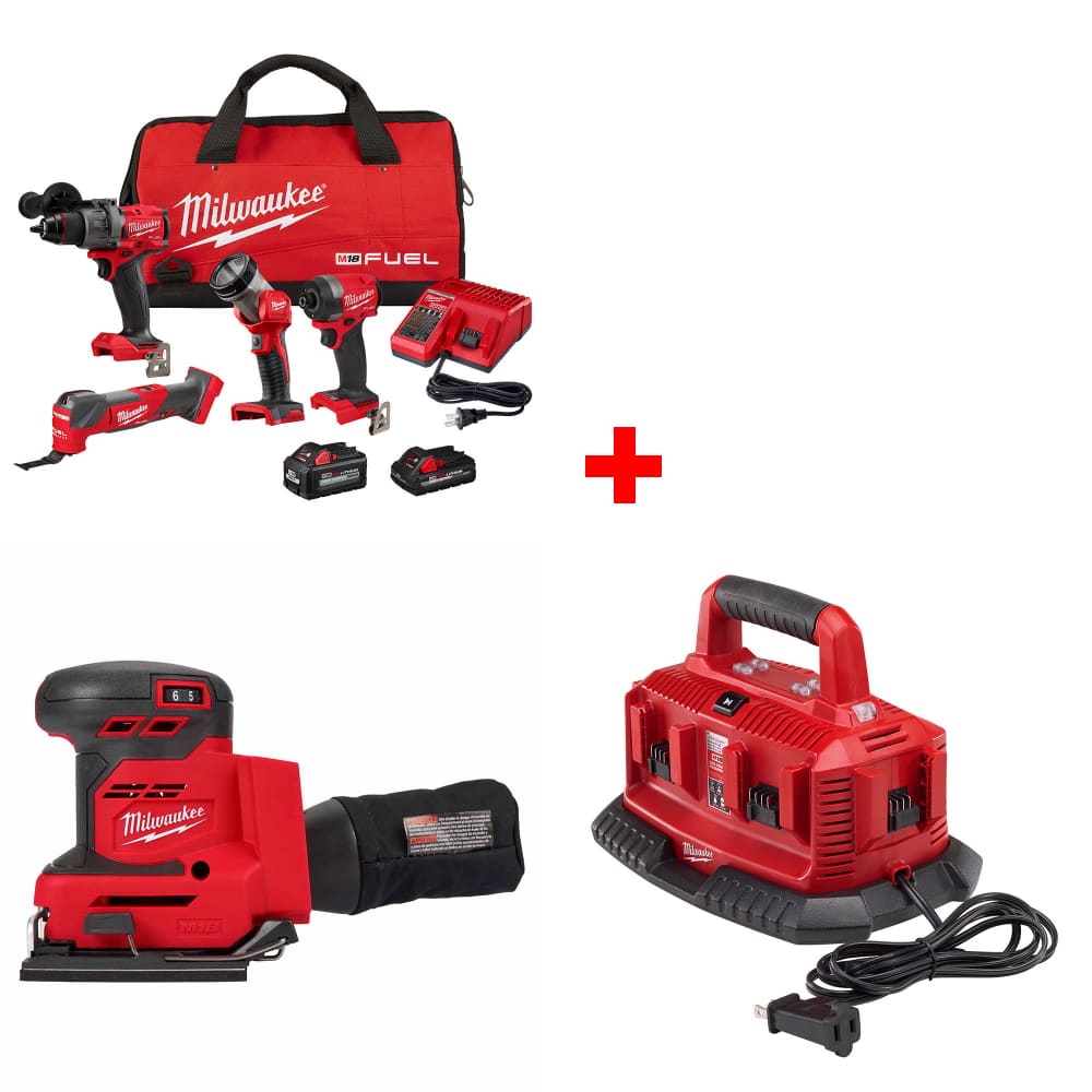 Milwaukee 3698-24MT M18 4-Tool Combo Kit w/ FREE 2649-20 M18 Sander & Charger