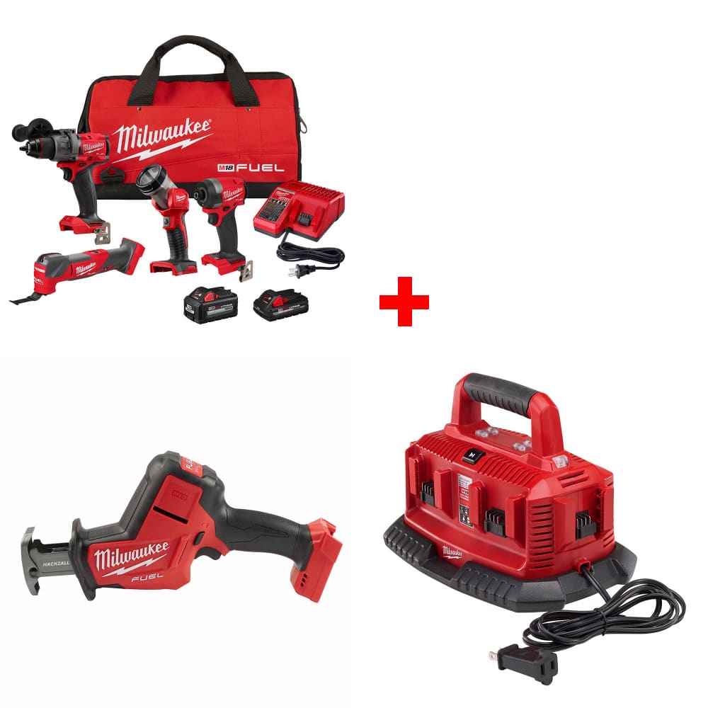 Milwaukee 3698-24MT M18 4-Tool Combo Kit w/ FREE 2719-20 Hackzall & Charger
