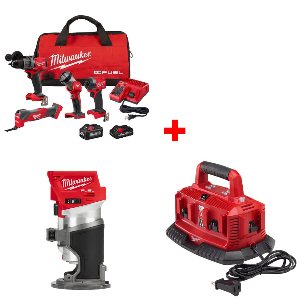 Milwaukee 3698-24MT M18 4-Tool Combo Kit w/ FREE 2723-20 M18 ROUTER & Charger