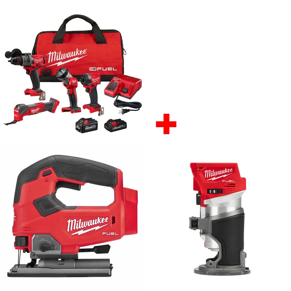 Milwaukee 3698-24MT M18 4-Tool Combo Kit w/ FREE 2737-20 Jig Saw & Router, Bare