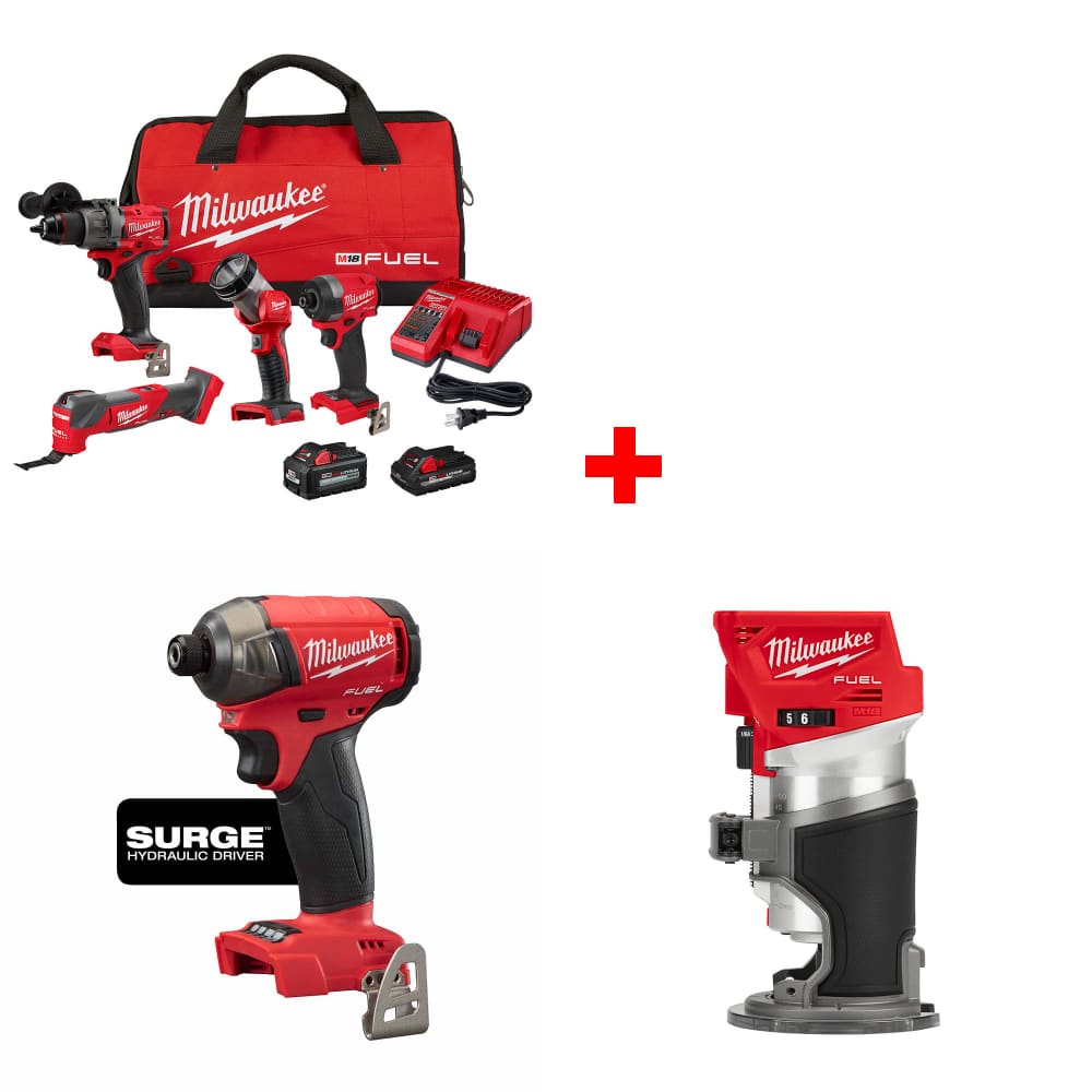 Milwaukee 3698-24MT M18 4-Tool Combo Kit w/ FREE 2760-20 Hex Driver & Router
