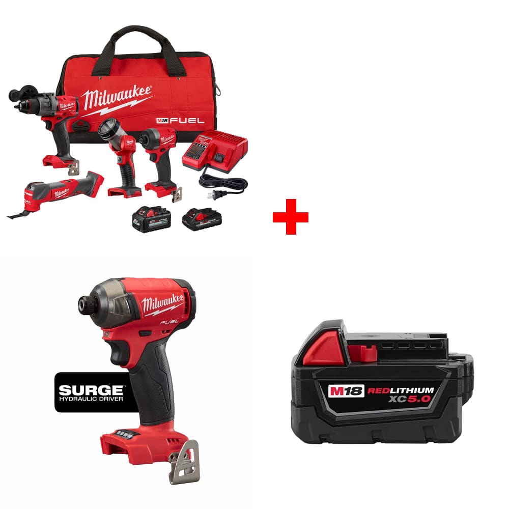 Milwaukee 3698-24MT M18 4-Tool Combo Kit w/ 2760-20 Hex Driver & Battery Pack