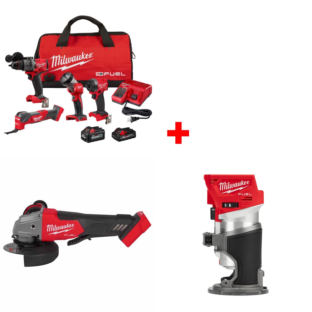 Milwaukee 3698-24MT M18 4-Tool Combo Kit w/ FREE 2880-20 M18 Grinder & Router