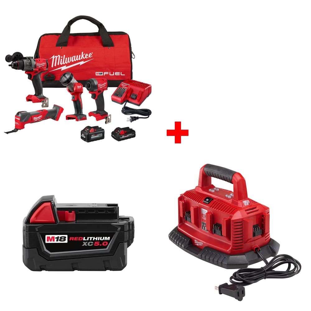 Milwaukee 3698-24MT M18 4-Tool Combo Kit w/ FREE 48-11-1850 Battery  & Charger