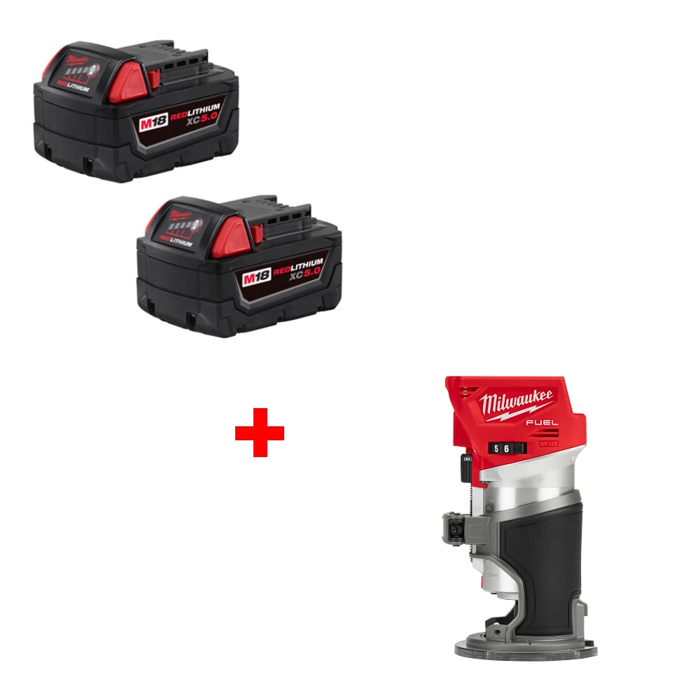 Milwaukee 48-11-1852 M18 XC5.0 Battery 2 Pack w/ FREE 2723-20 M18 FUEL ROUTER