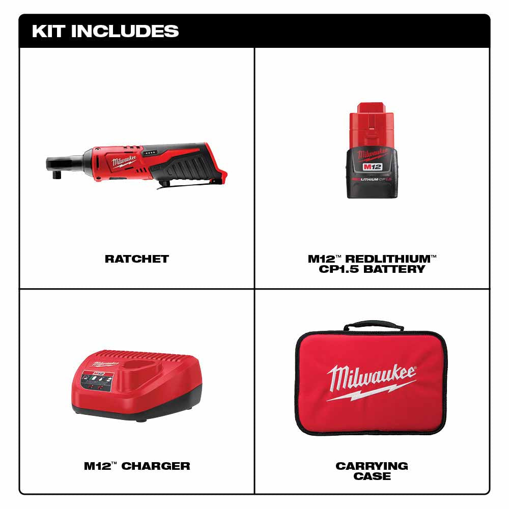 Milwaukee 2457-21 M12™ Cordless 3/8" Ratchet Kit