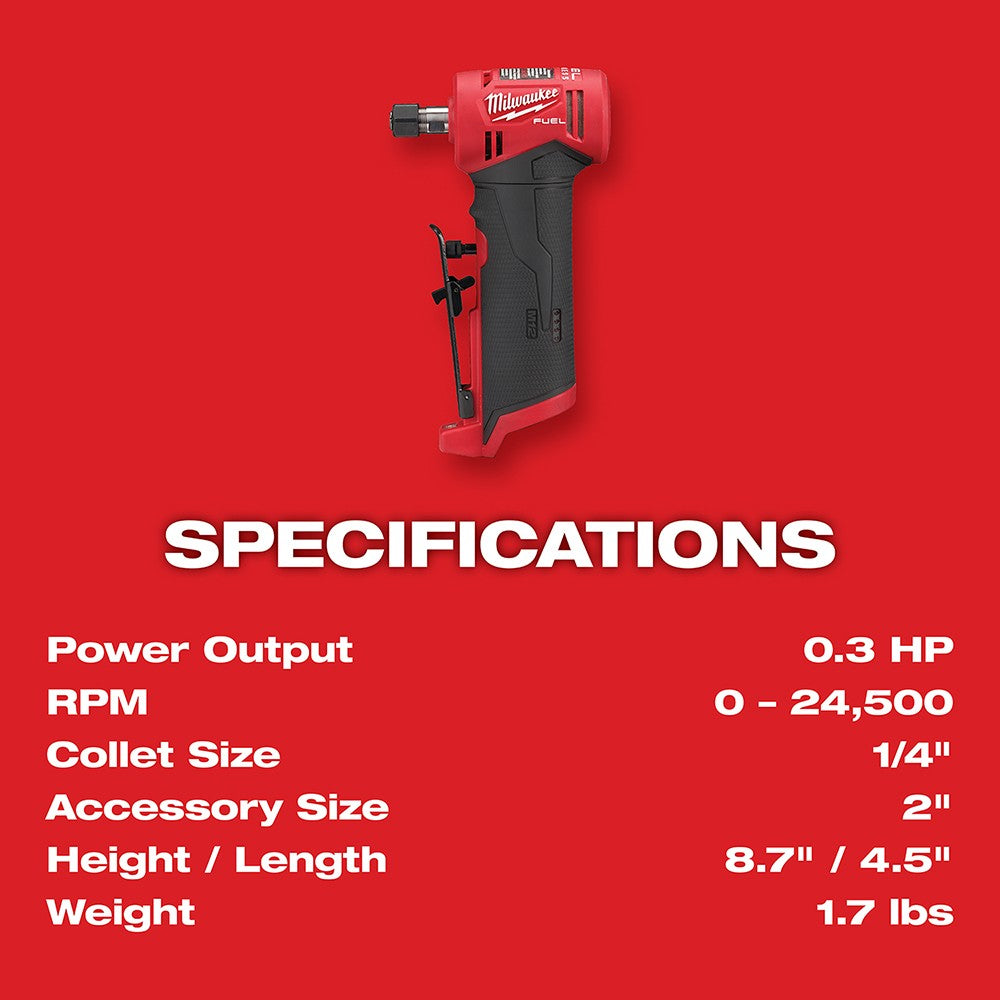 Milwaukee 2485-20 M12 FUEL Right Angle Die Grinder, Bare