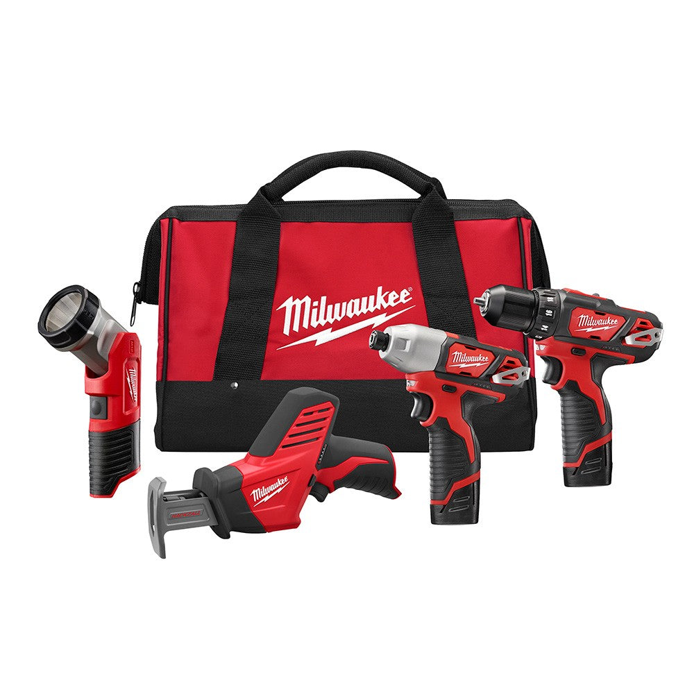 Milwaukee 2498-24 M12™ 4-Tool Combo Kit with Drill, Impact, Hackzall™ & Flashlight