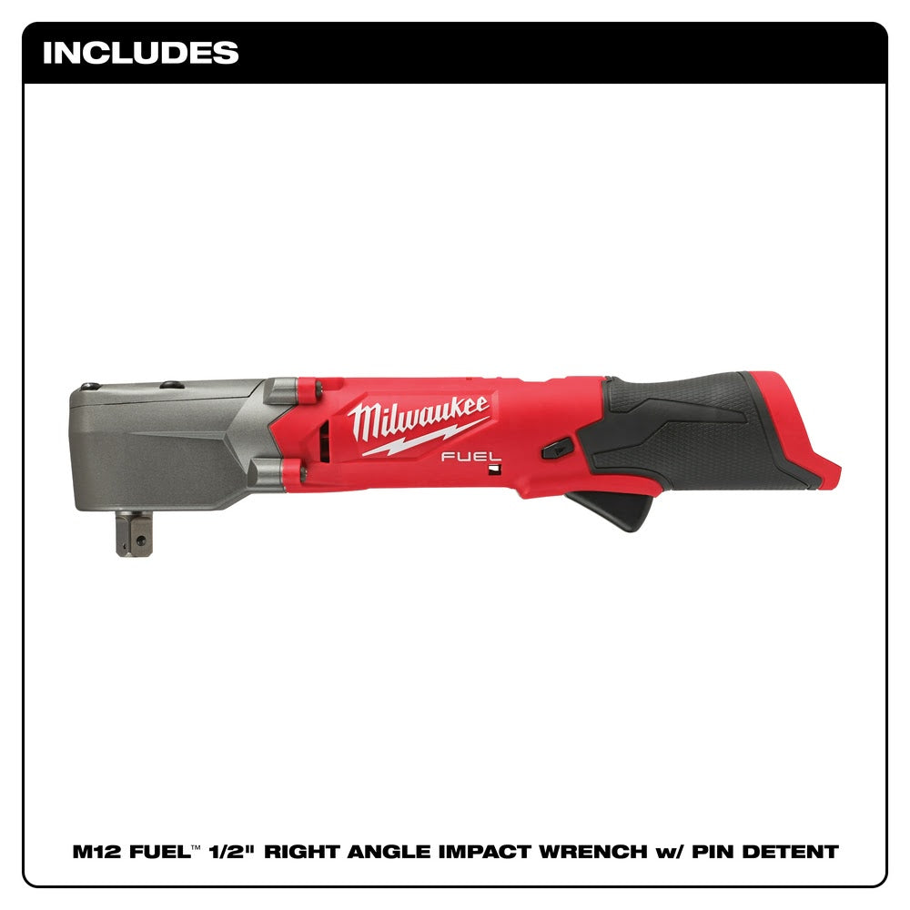 Milwaukee 2565P-20 M12 FUEL 1/2" Right Angle Impact Wrench w/ Pin Detent, Bare Tool