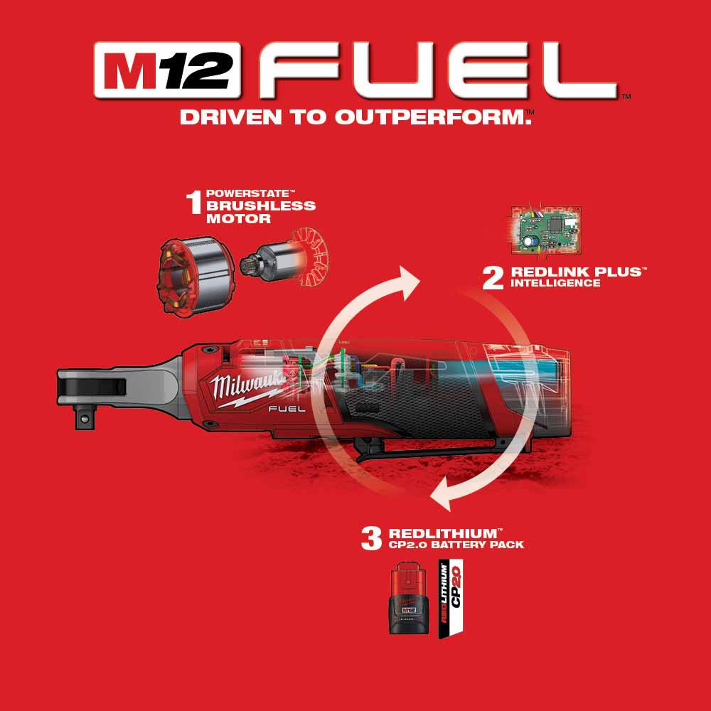 Milwaukee 2567-22 M12 FUEL™ 3/8" High Speed Ratchet Kit