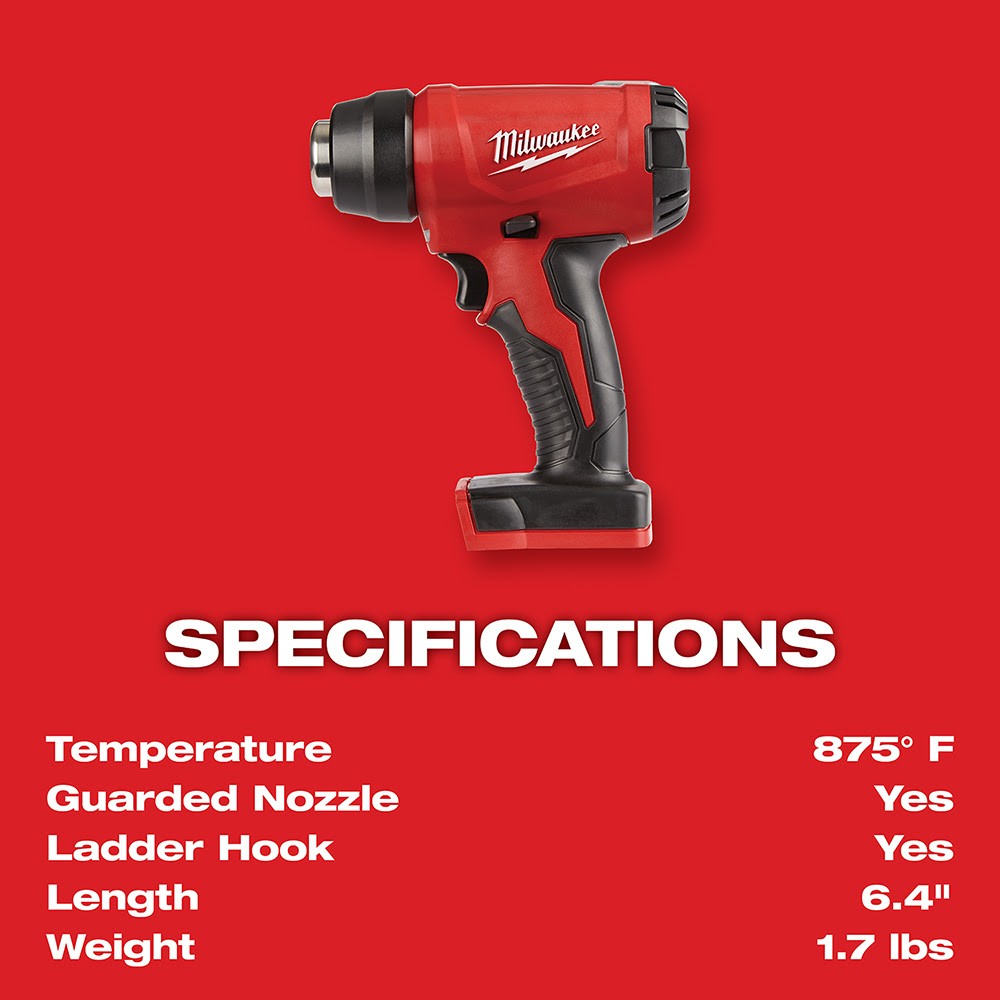 Milwaukee M18 18V Compact Heat Gun (Tool Only) - Black/Red (2688-20) for  sale online