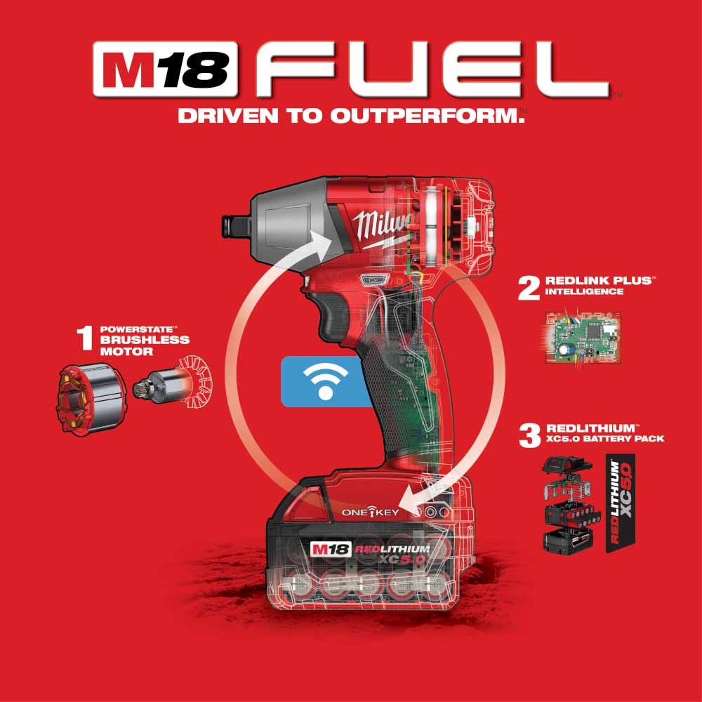 Milwaukee 2758-22 M18 FUEL 3/8" Compact Impact Wrench with Friction Ring with ONE-KEY Kit