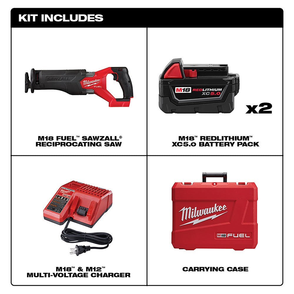 Milwaukee  2821-22 M18 FUEL™ SAWZALL® Recip Saw - 2 Battery XC5.0 Kit