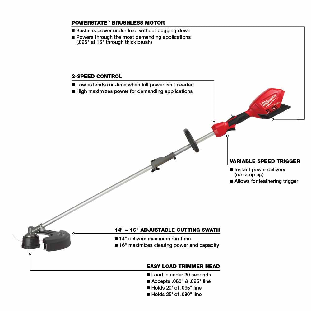Milwaukee 2825-20ST M18 FUEL String Trimmer w/ QUIK-LOK, Tool-Only, Bare