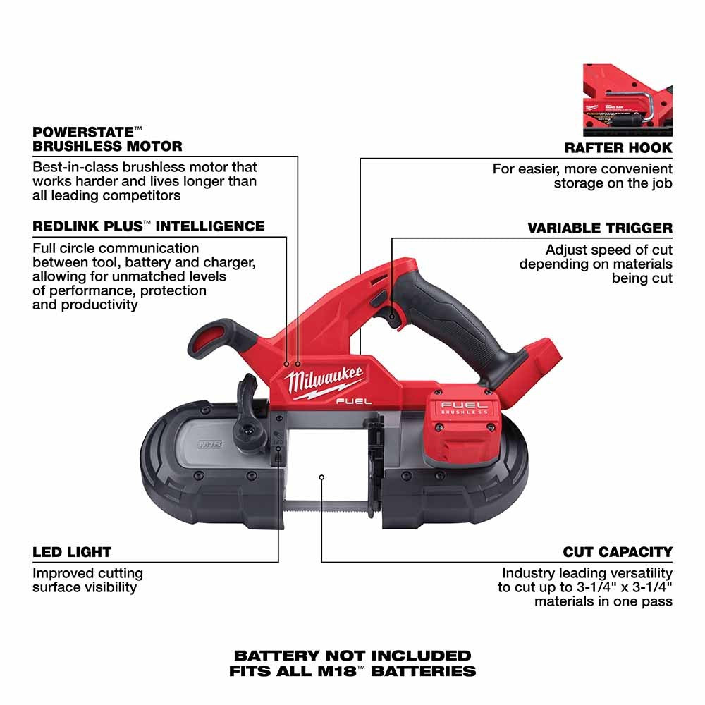 Milwaukee 2829-20 M18 FUEL Compact Band Saw, Tool Only