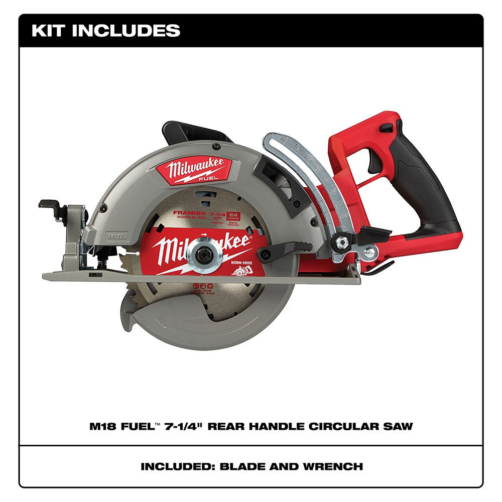 Milwaukee 2830-20 M18 FUEL Rear Handle 7-1/4" Circular Saw, Tool Only