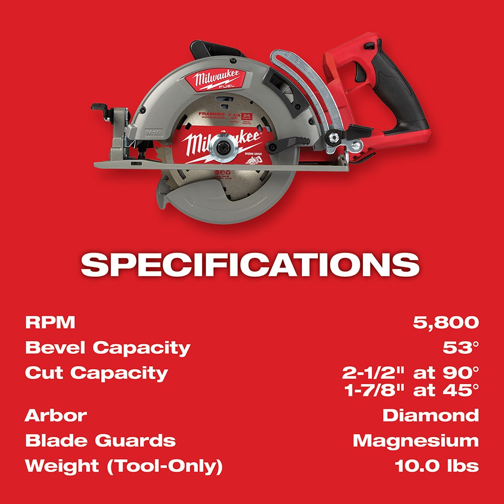 Milwaukee 2830-20 M18 FUEL Rear Handle 7-1/4" Circular Saw, Tool Only