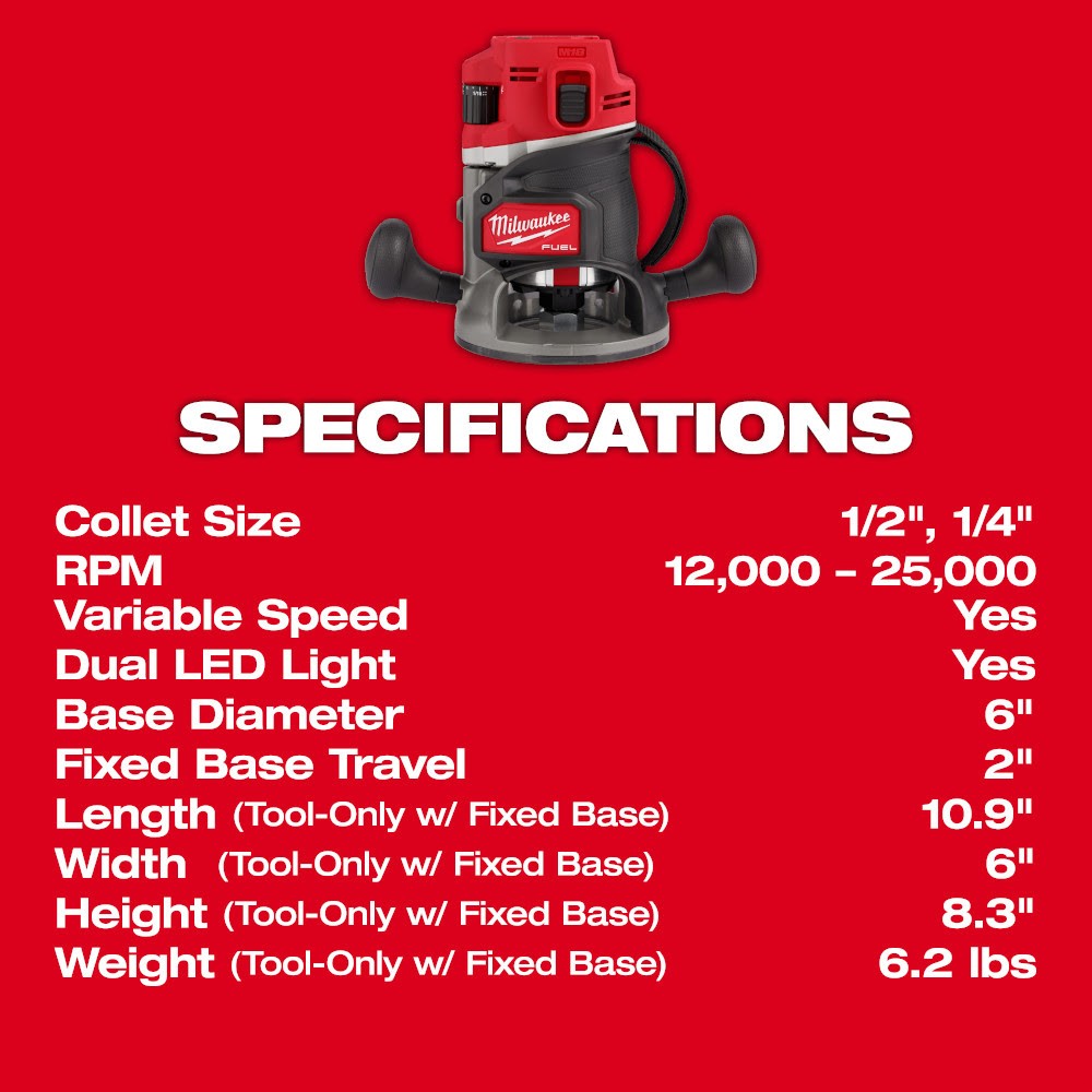 Milwaukee 2838-20 M18 FUEL  1/2" Router
