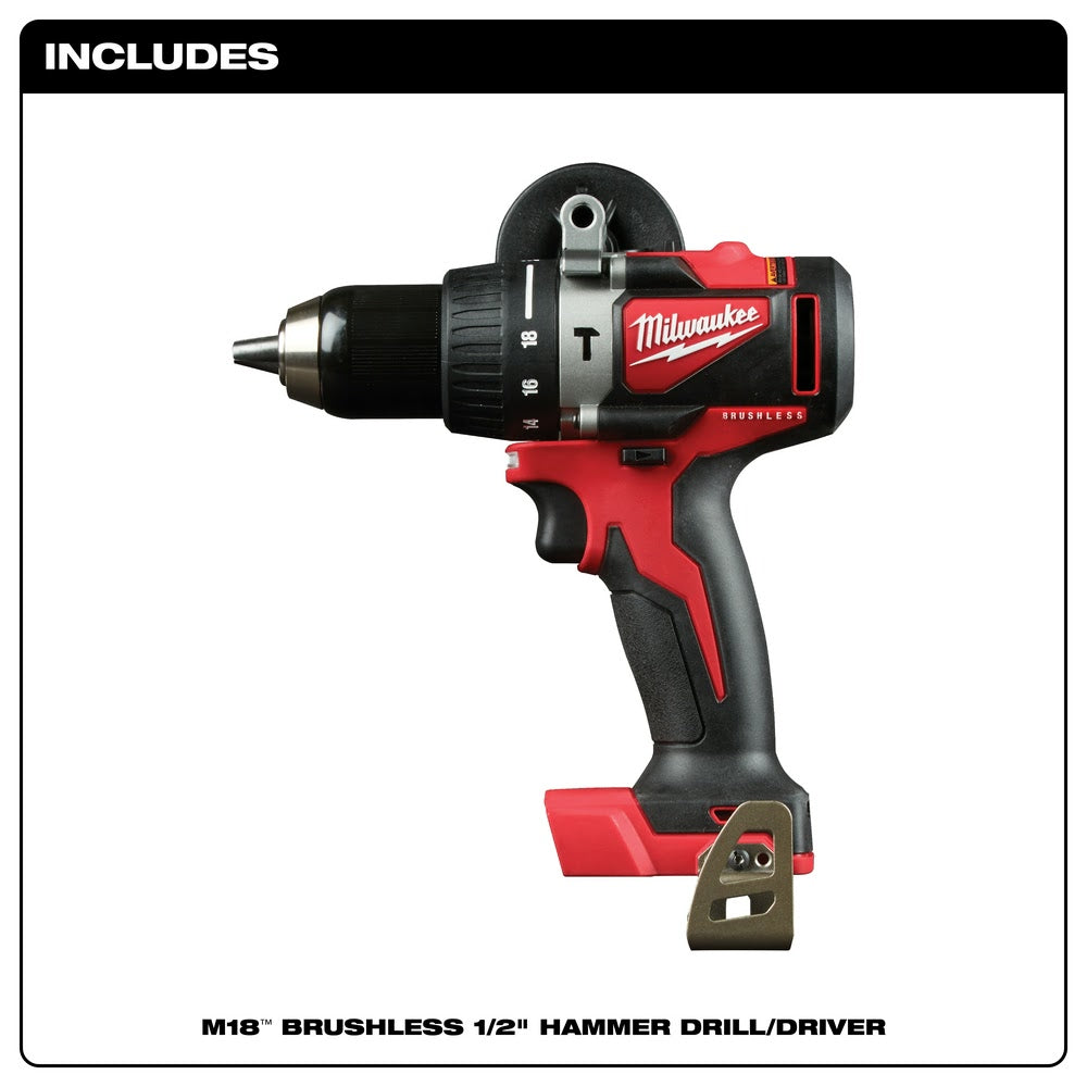 Milwaukee 2902-20 M18 Brushless 1/2" Hammer Drill, Bare Tool